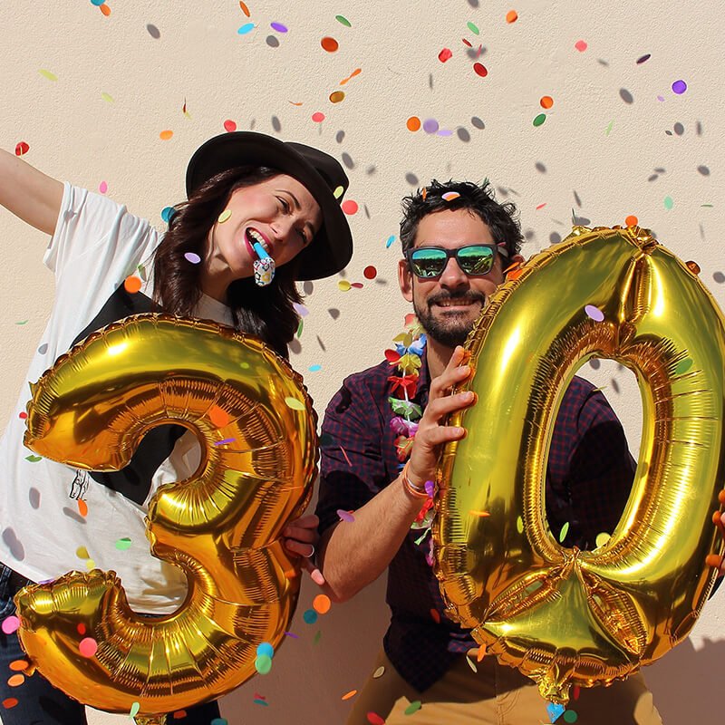 friends celebrate 30 birthday with balloons Shutterstock 261120029