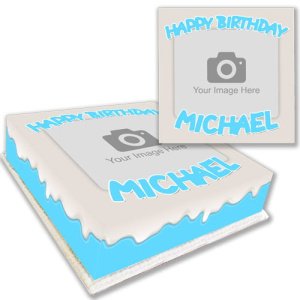 Blue Drip Photo Cake