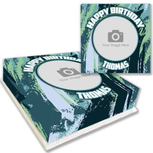 Green Brush Strokes Photo Cake