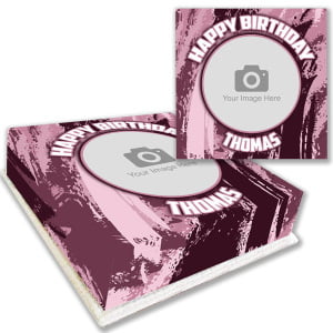 Pink Brush Strokes Photo Cake