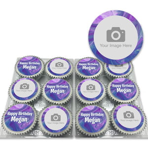 Purple Marble Photo Cupcakes