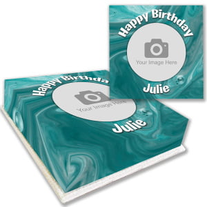 Teal Marble Photo Cake