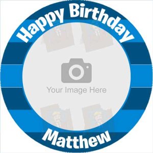 blue stripe photo cake topper