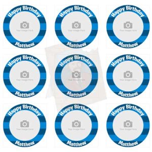 blue striped cupcake toppers