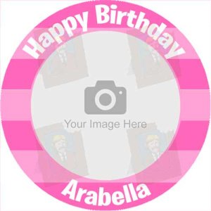 pink striped cake topper