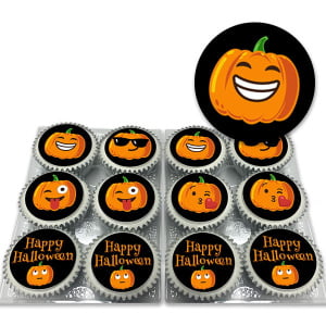 pumpkin emoji cupcakes