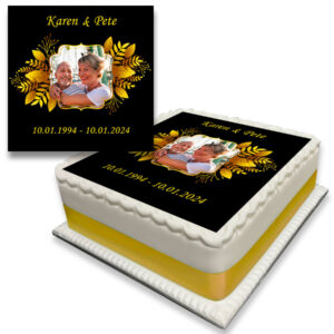 Black And Gold Anniversary Photo Cake